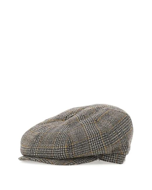 Borsalino Gray Houndstooth Wool Beret