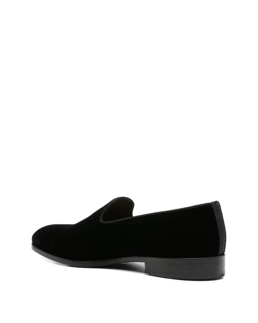 Doucal's Black Velvet-Effect Loafers for men