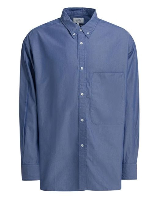 Beams Plus Blue Chest-Pocket Button-Up Shirt for men