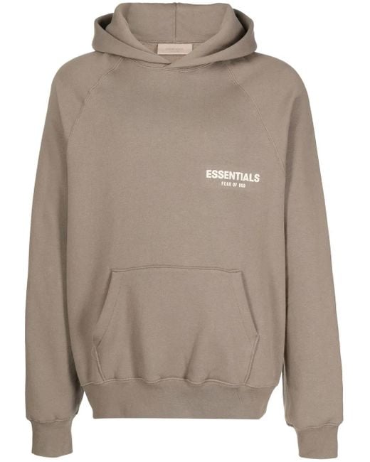 Fear Of God Gray Logo-Print Long-Sleeve Hoodie for men