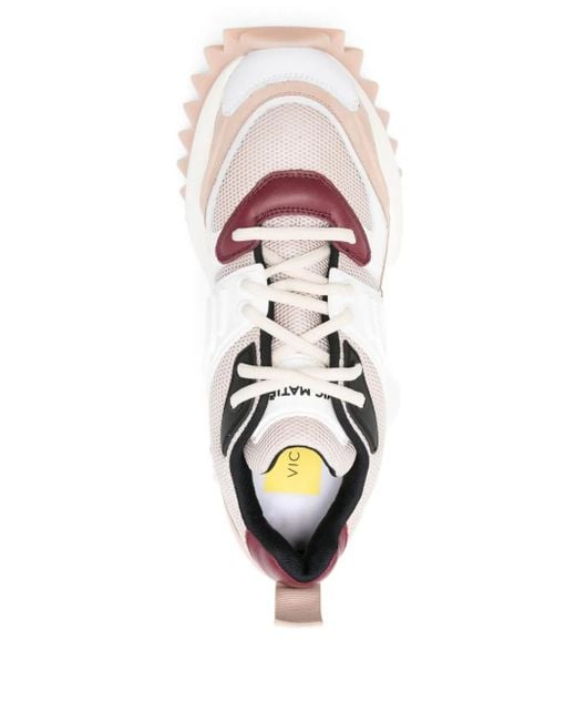 Vic Matié Natural Panelled-Design Chunky-Sole Sneakers