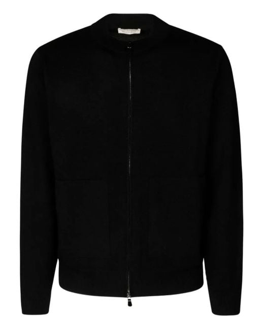 FILIPPO DE LAURENTIIS Black Zip-Front Patch-Pocket Cardigan for men