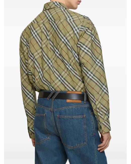 Burberry Green Check-Cotton Shirt for men