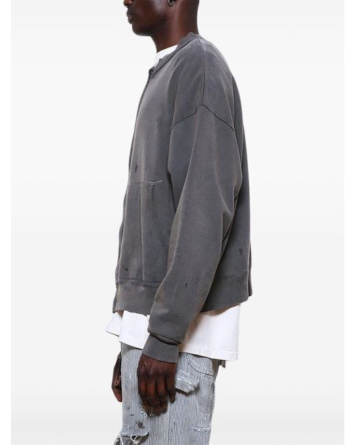 SAINT Mxxxxxx Gray Distressed-effect Cotton Jacket for men