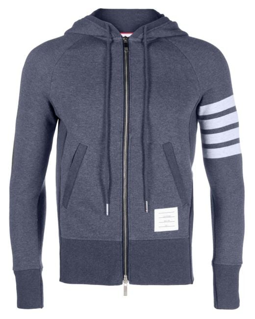 Thom Browne Blue Signature 4-Bar Stripe Hoodie for men