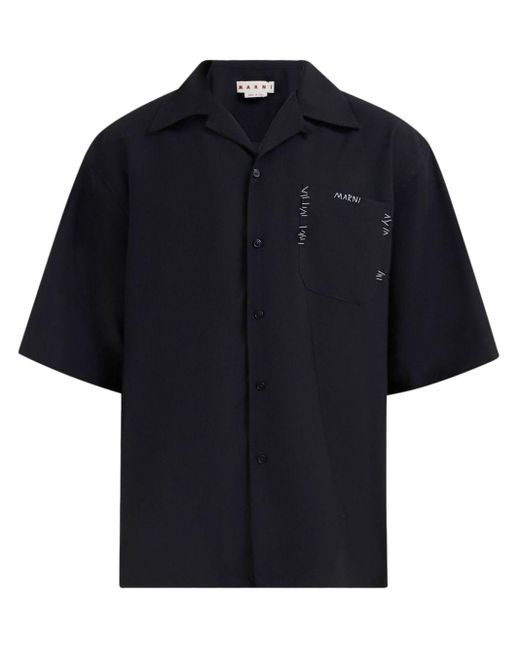 Chemise à logo brodé Marni pour homme en coloris Black