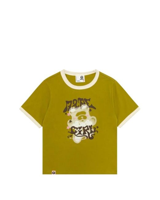 Aape By A Bathing Ape Yellow Printed T-Shirt