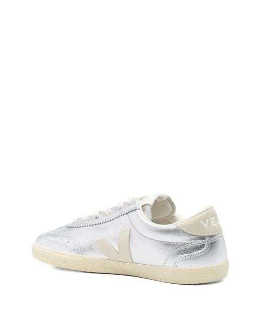 Veja White Tone Sneakers With Logo Patch