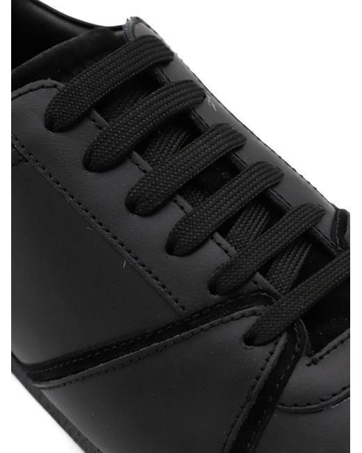 Moschino Black Leather Suede Panel Sneakers for men