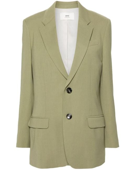 AMI Green Single-breasted Textured Blazer