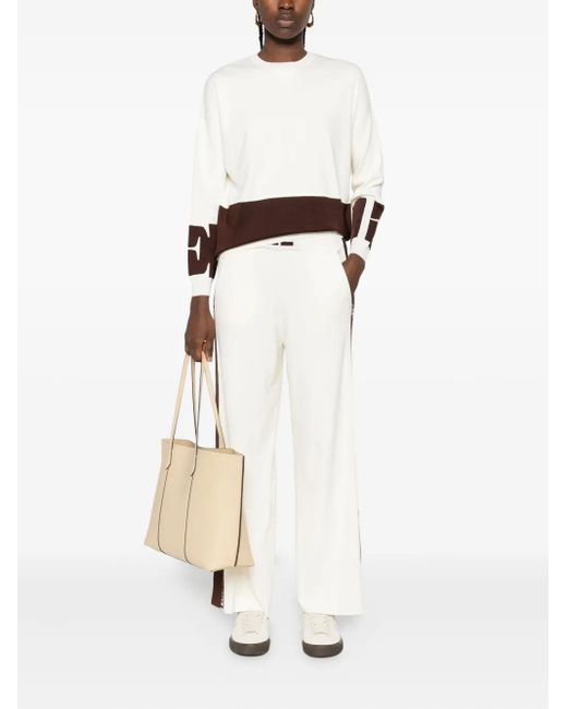 Elisabetta Franchi White Side-Stripe Trousers