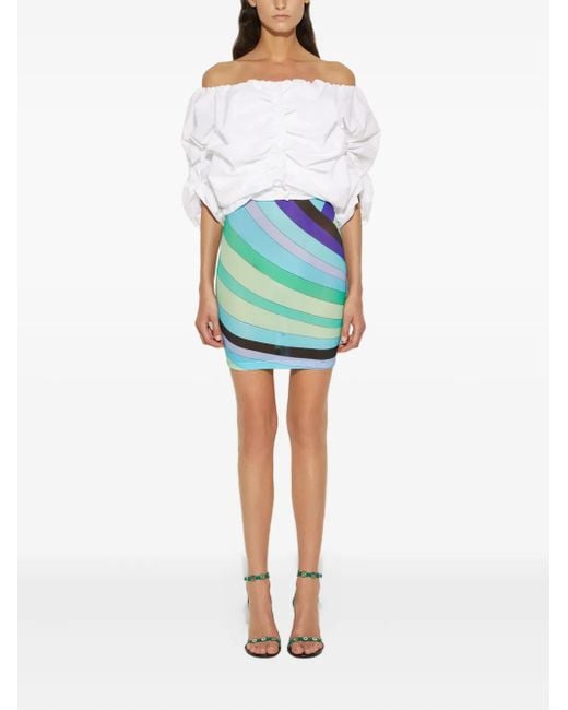 Emilio Pucci Blue Puff-Sleeve Printed Dress
