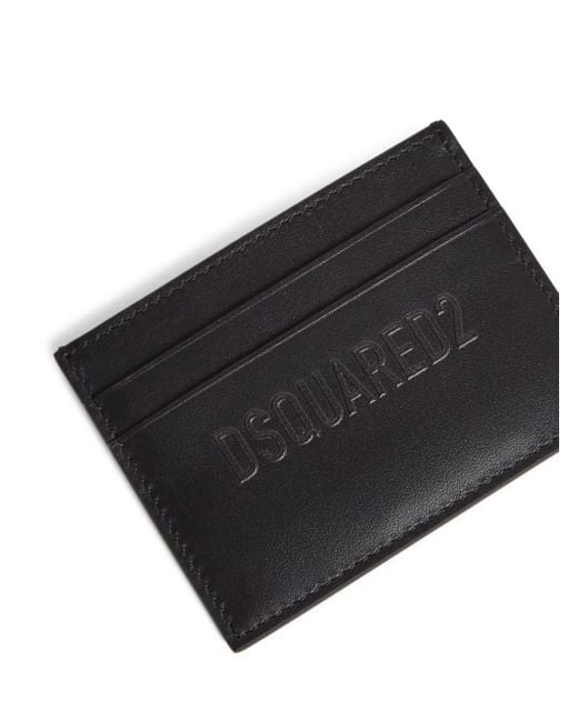DSquared² Black Calfskin Card Holder With Logo for men