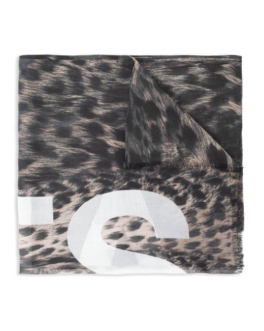 AllSaints Gray Leopard-Print Scarf