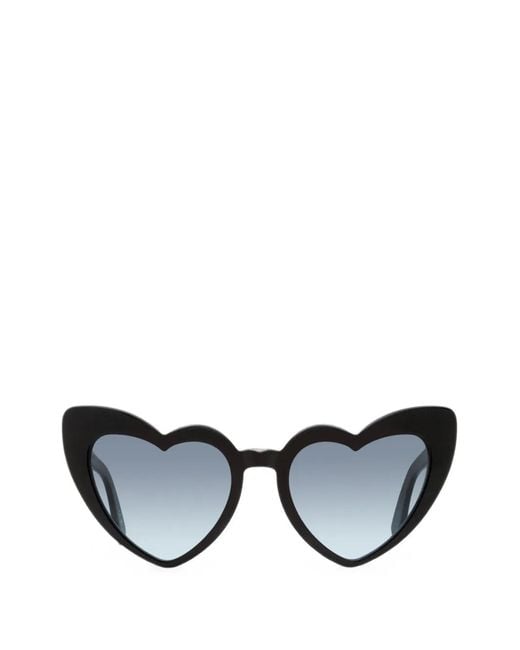 Saint Laurent Black Loulou Heart-Frame Sunglasses