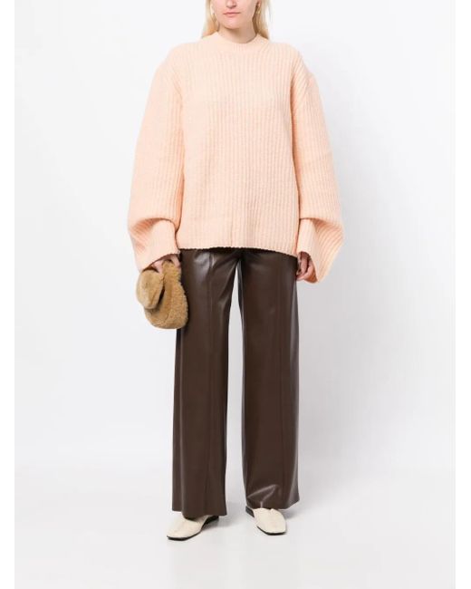 Nanushka Pink Extra-Long-Sleeve Knitted Jumper