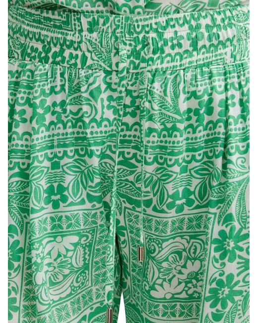 Melissa Odabash Green Patterned Drawstring-Waistband Trousers
