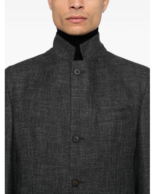 Corneliani Gray High-Neck Button-Up Jacket for men