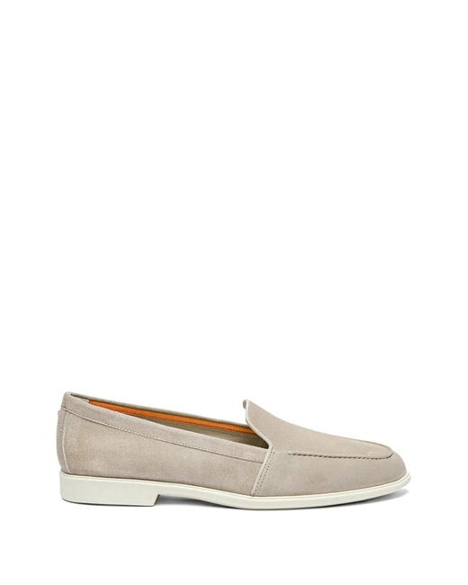 Santoni レディース ブラウン ラウンドトゥ レザーローファー 【公式通販】