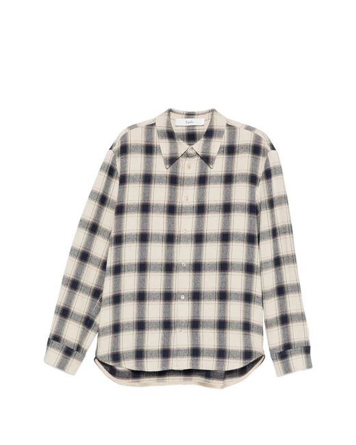 Séfr Gray Wes Check-Pattern Long-Sleeve Shirt for men