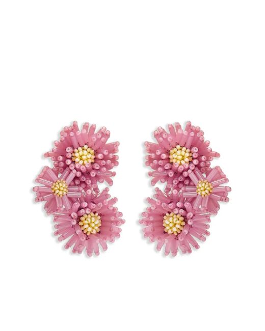 Oscar de la Renta Pompom Flower ピアス Pink
