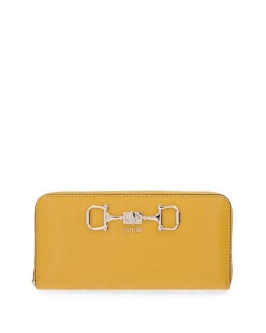 Guess Orange Horsebit Zip-Around Wallet