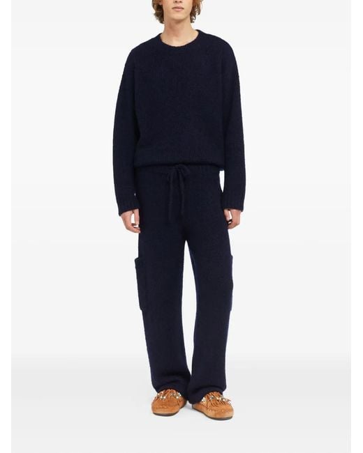 Alanui Blue Patch-Pocket Knitted Trousers for men