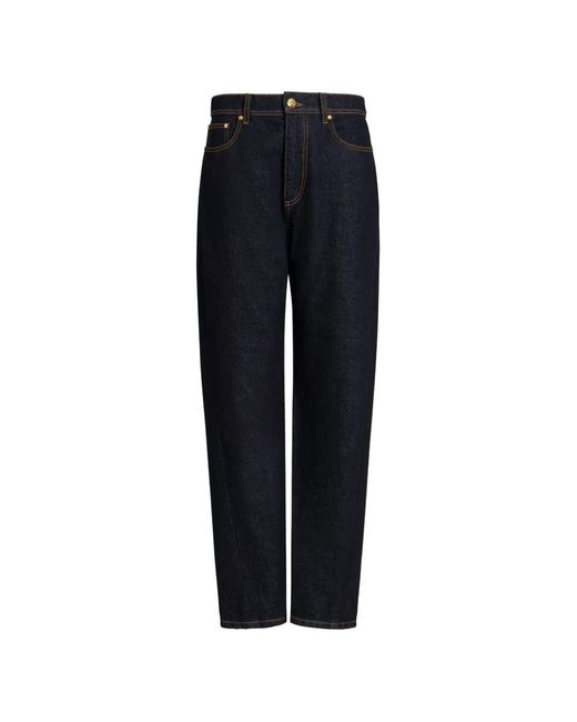 Alberta Ferretti Blue Contrast-Stitching Jeans
