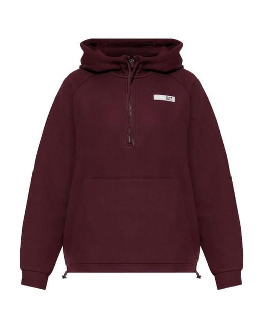 EA7 Red Long-Sleeve Half-Zip Hoodie