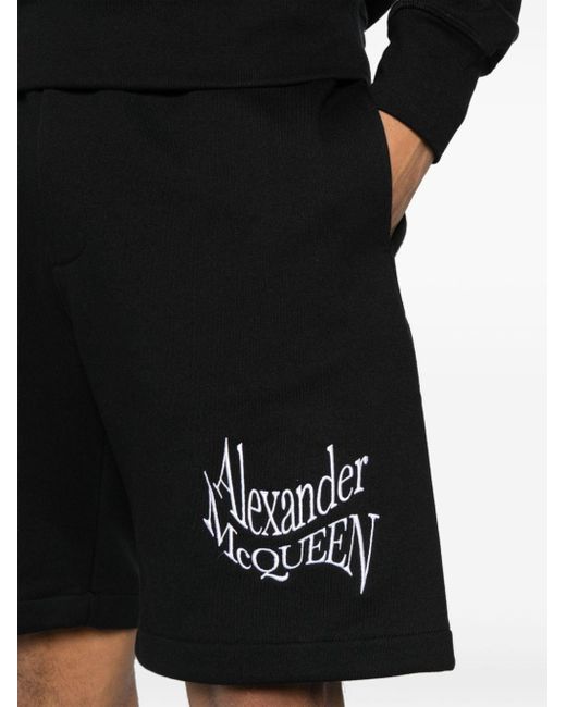 メンズ Alexander McQueen ラップドロゴ ショートパンツ Black