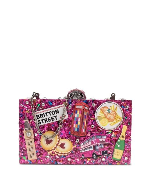 Kurt Geiger Pink London Box Glittered Clutch Bag