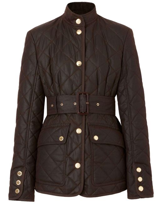 Belted quilted jacket Burberry de color Black