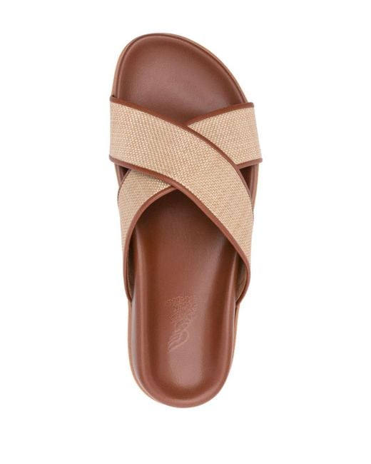 Ancient Greek Sandals Brown Thais Footbed Nappa/Raffia Shoes