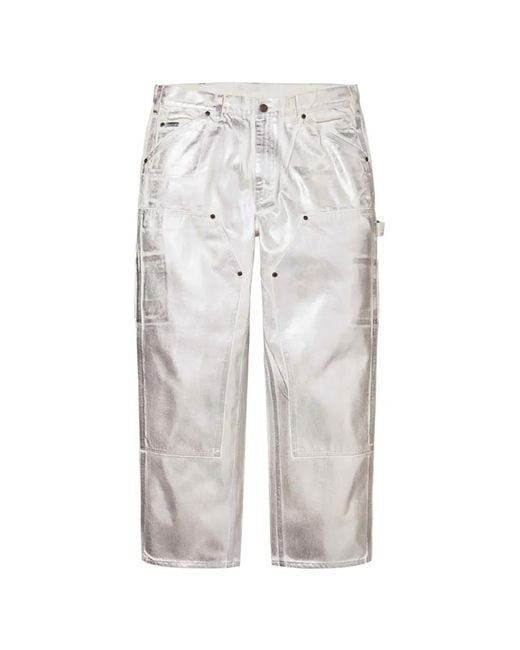 Supreme White X Maison Margiela Foil Double-Knee Trousers for men