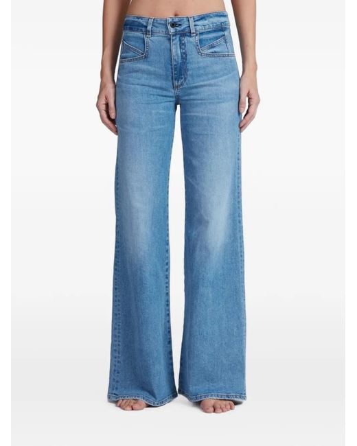 ASKK NY Blue Brighton Patch-Pocket Wide-Leg Jeans
