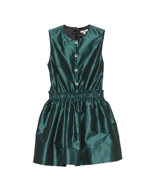 Maje Green Embellished-Button Sleeveless Playsuit