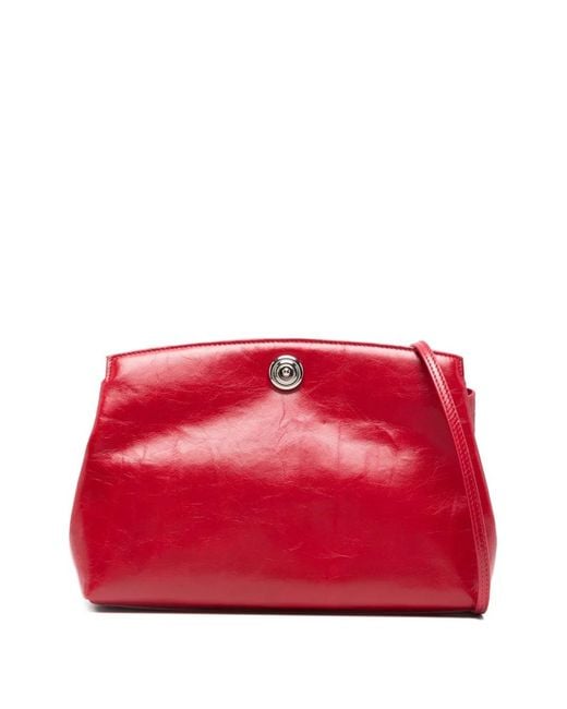 Liffner Red Pushlock Detachable-Strap Clutch Bag