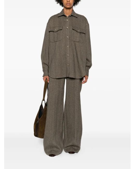 Ermanno Scervino Gray Herringbone Trousers