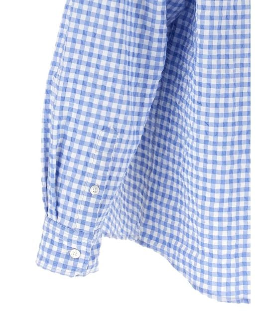 Marni Blue Vichy Print Cotton Blend Shirt for men