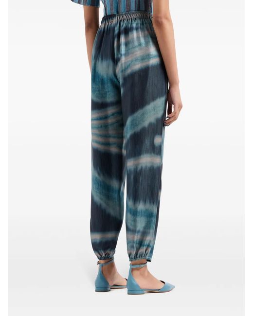 Giorgio Armani Blue Gradient-Effect Silk Trousers