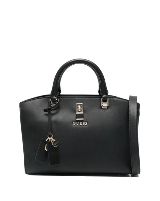 Guess Black Queensland Padlock Top-Handle Tote Bag