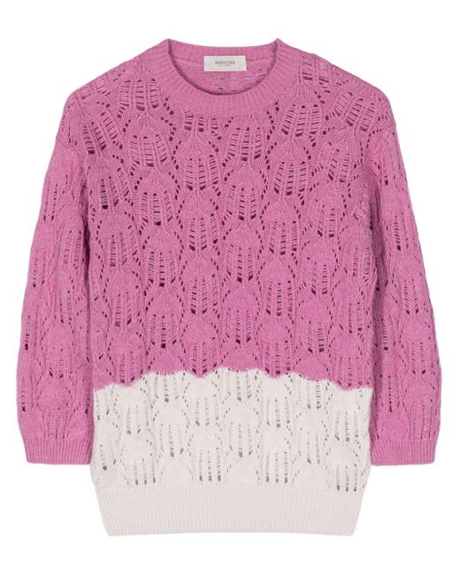Agnona Pink Two-tone Open-knit Jumper
