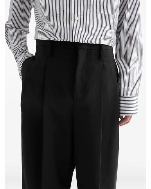 Jil Sander Black Wool Gabardine Tapered Trousers for men