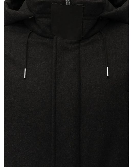 Zegna Black Hooded Wool Jacket for men