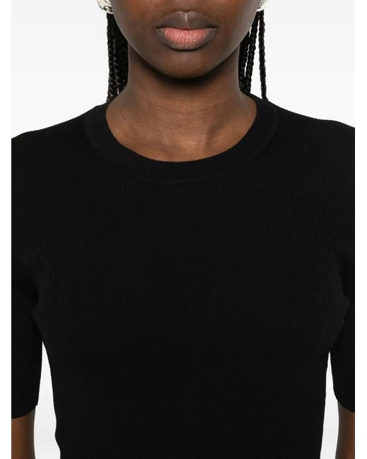 P.A.R.O.S.H. Black Ribbed T-Shirt