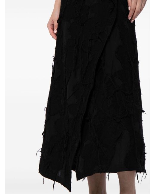 Falda midi con efecto envejecido Yohji Yamamoto de color Black
