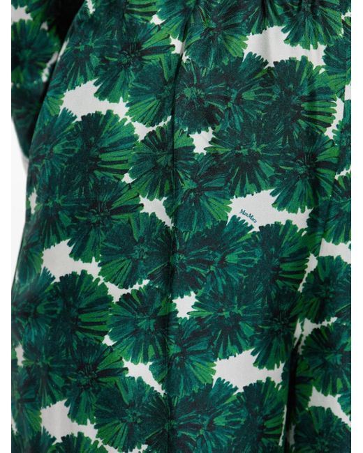 Max Mara Green Leaf-Print Trousers