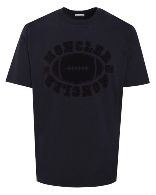 Moncler Blue American Football Motif T-shirt for men