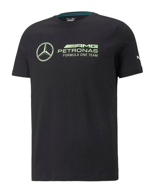 PUMA Black Mapf1 Mercedes Logo-Print T-Shirt for men