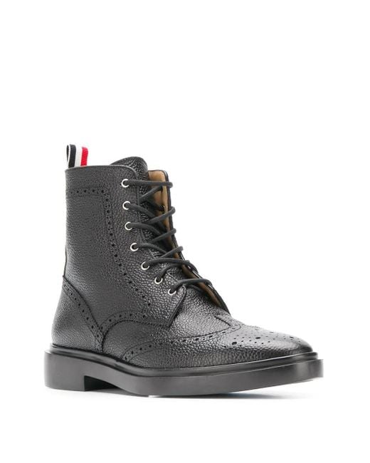 Thom Browne Black Classic Wingtip Rubber Sole Boot